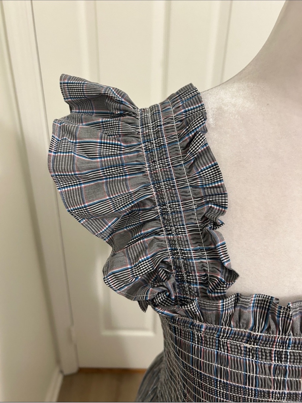 Hill House Home Ellie Nap Dress Tai Check Gray and Blue Plaid Size Large - Picture 7 of 15